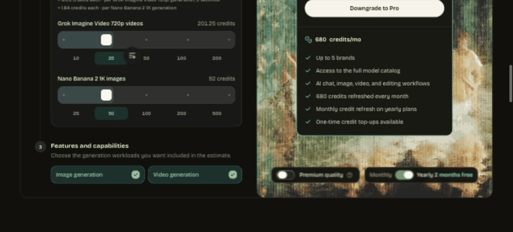 Adjust the public generation workload estimator to compare expected credit usage.