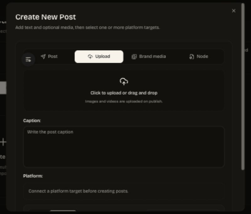 Revise o verdadeiro compositor de postagens multiplataforma sem agendar ou publicar uma postagem.